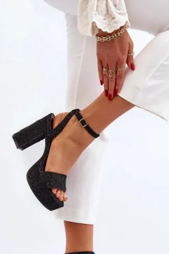 Sandały Na Słupku|Sandały Na Obcasie><noscript><img width=