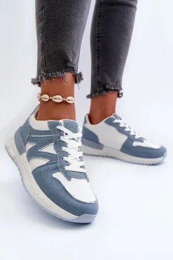 New Boto Jeansowe Sneakersy Damskie Z Eko Skóry e Kaimans Niebieski