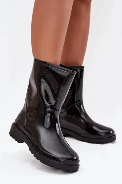 Hot Kalosze Damskie Czarne Elvara Damskie Kalosze Damskie