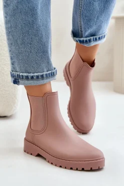 New Kalosze Damskie Z Elastycznymi Wstawkami Brudny Róż Ciariel Damskie Kalosze Damskie