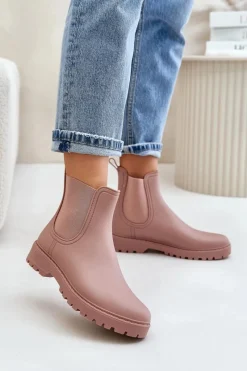 New Kalosze Damskie Z Elastycznymi Wstawkami Brudny Róż Ciariel Damskie Kalosze Damskie