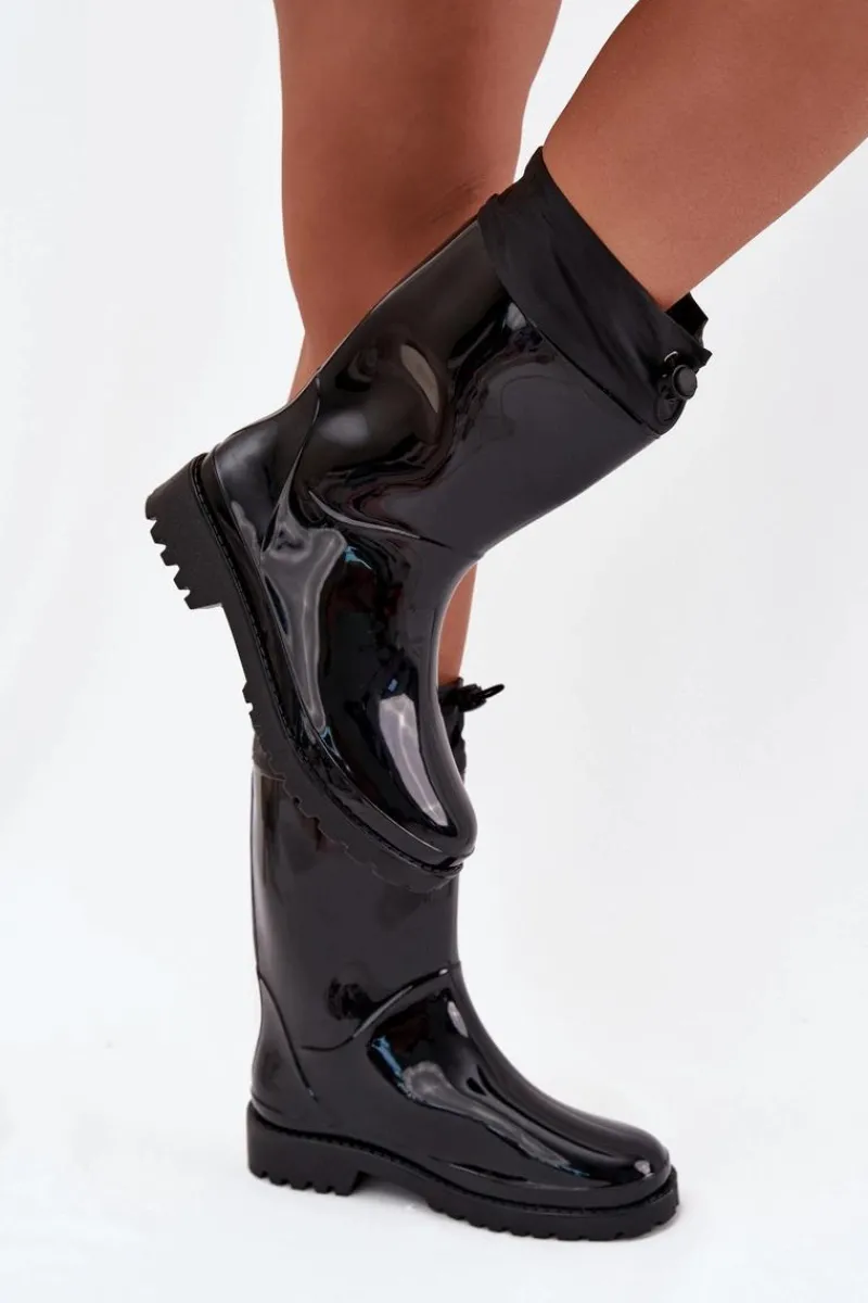 Boto Kalosze Damskie Ze Ściągaczem Czarne Kessia Czarny