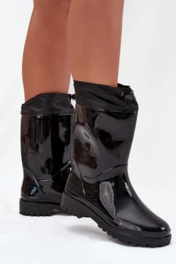 Boto Kalosze Damskie Ze Ściągaczem Czarne Kessia Czarny