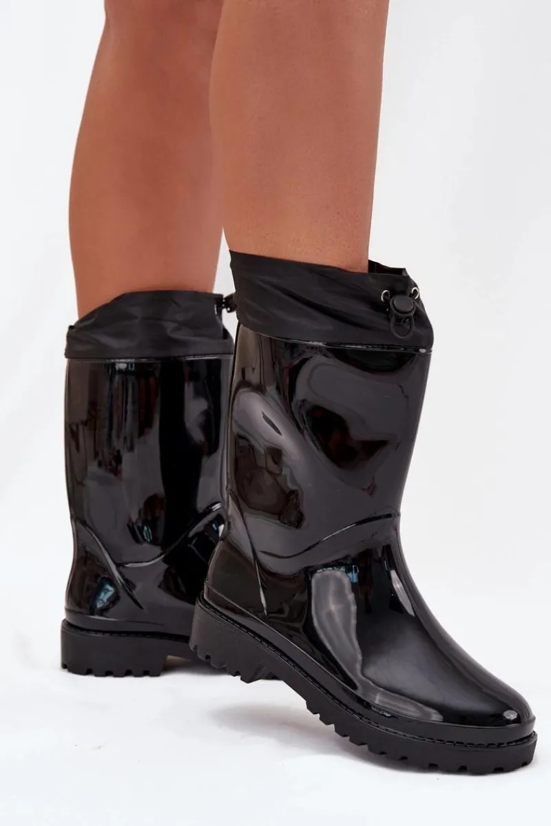 Boto Kalosze Damskie Ze Ściągaczem Czarne Kessia Czarny