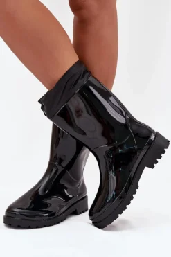 Boto Kalosze Damskie Ze Ściągaczem Czarne Kessia Czarny