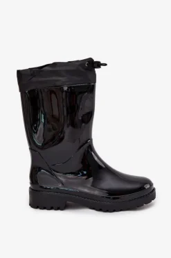 Boto Kalosze Damskie Ze Ściągaczem Czarne Kessia Czarny