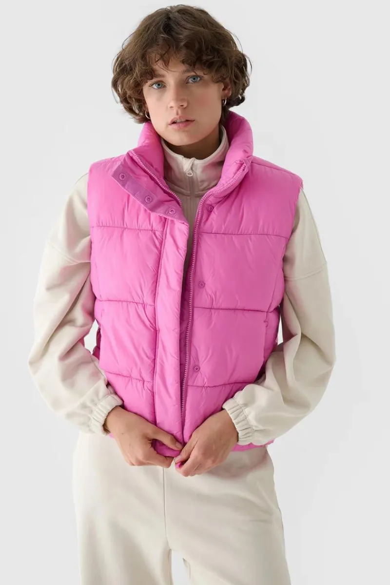 Online 4F Kamizelka Bezrękawnik Puchowy Z Wypełnieniem Syntetycznym WAW24TVJAF140-54S Różowa