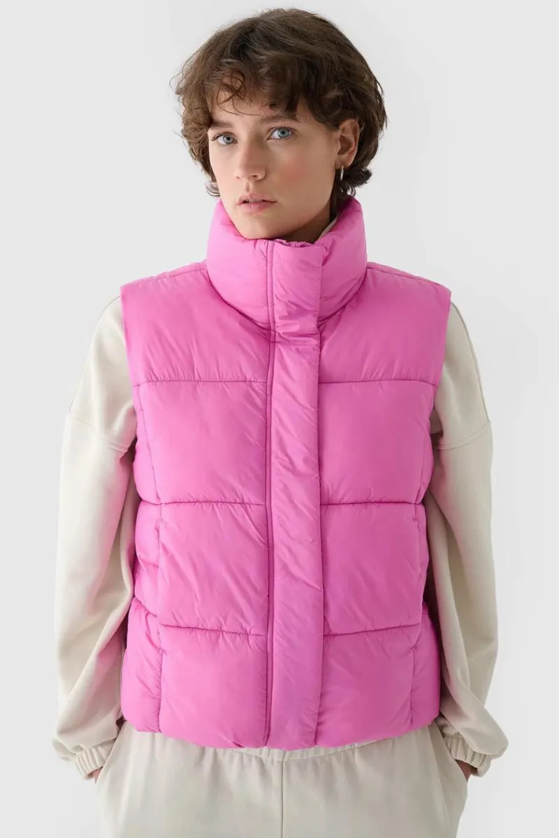Online 4F Kamizelka Bezrękawnik Puchowy Z Wypełnieniem Syntetycznym WAW24TVJAF140-54S Różowa