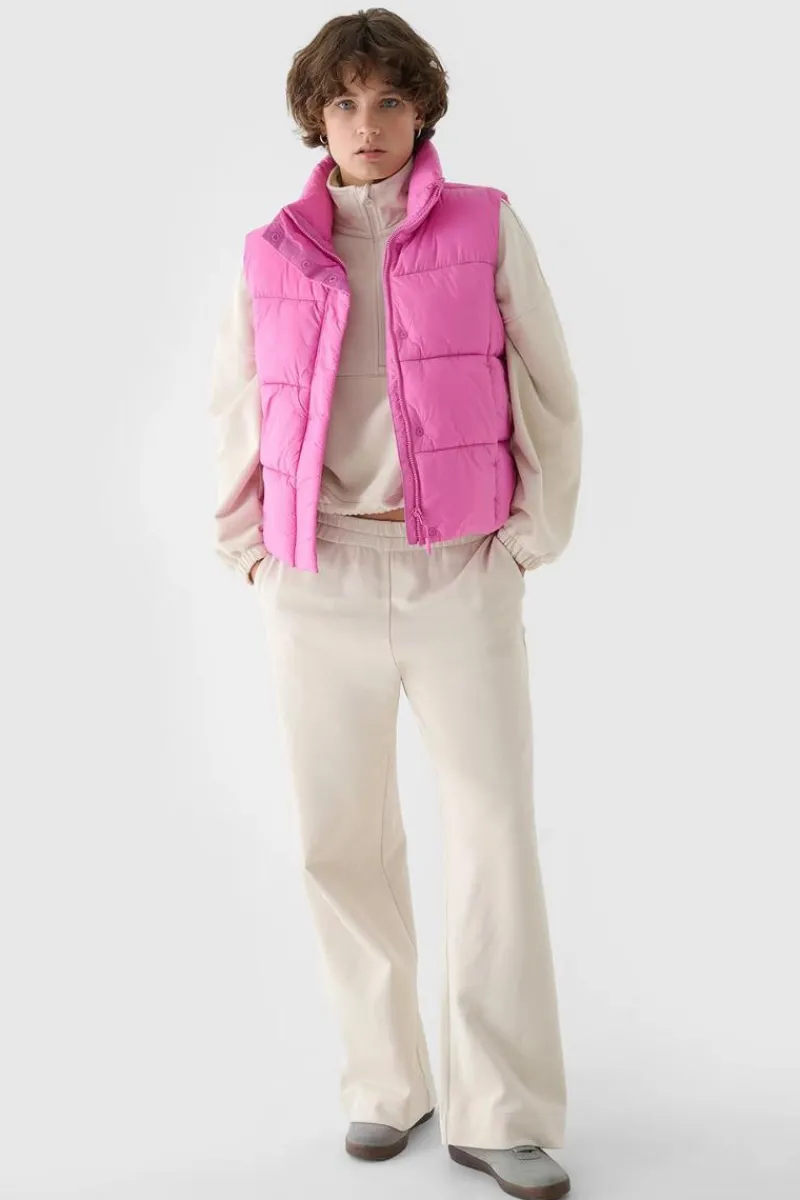 Online 4F Kamizelka Bezrękawnik Puchowy Z Wypełnieniem Syntetycznym WAW24TVJAF140-54S Różowa