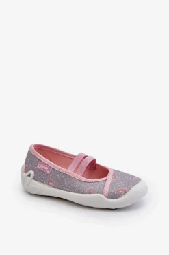 Sale Kapcie Baleriny We Wzorki 116X328 Szaro-Różowe Dzieci Dziewczęce|Back To School