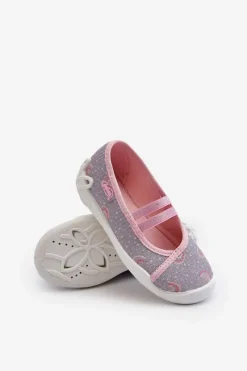 Sale Kapcie Baleriny We Wzorki 116X328 Szaro-Różowe Dzieci Dziewczęce|Back To School