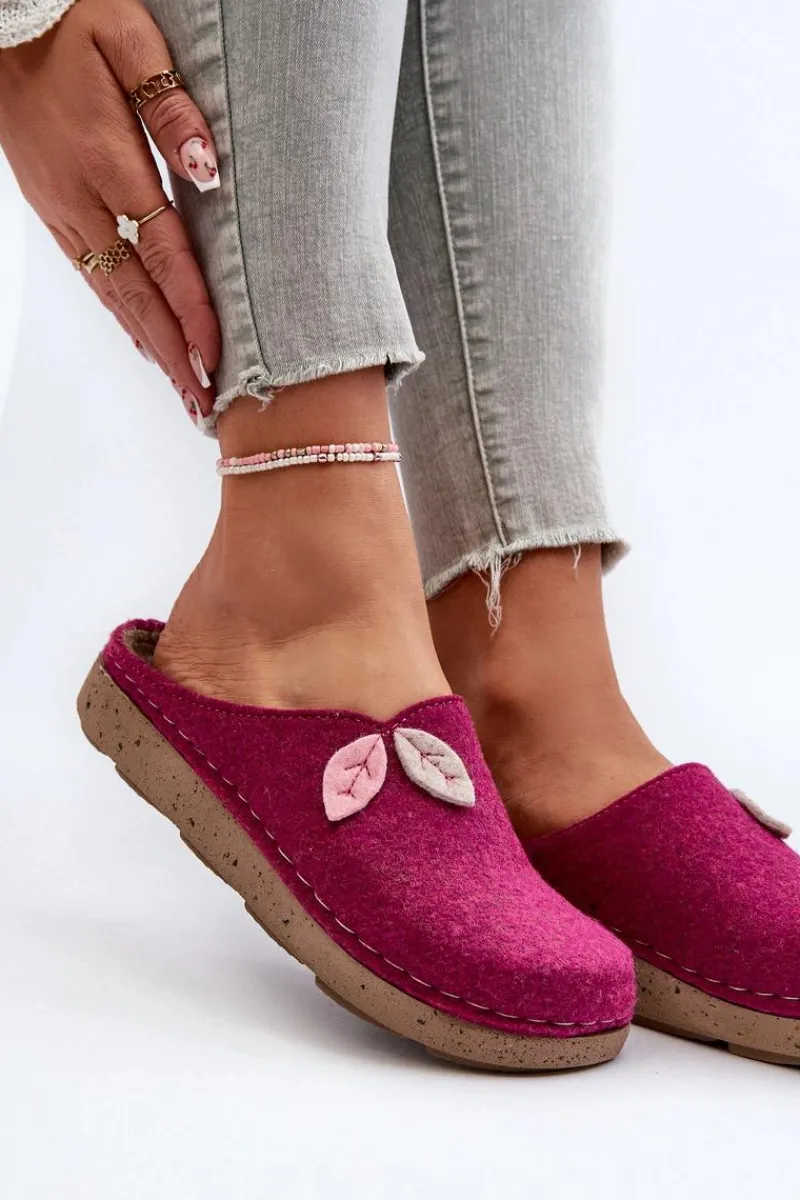Best Kapcie Damskie Filcowe ED000013 Fuksja Damskie Kapcie Klasyczne|Klapki Damskie Klasyczne