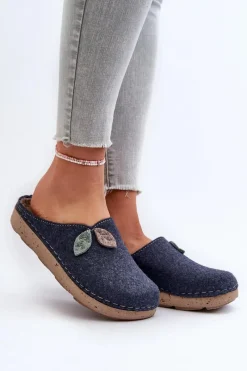 Kapcie Klasyczne|Klapki Damskie Klasyczne>INBLU Kapcie Damskie Filcowe ED000013 Granatowe