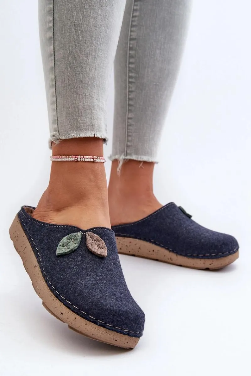 Kapcie Klasyczne|Klapki Damskie Klasyczne>INBLU Kapcie Damskie Filcowe ED000013 Granatowe