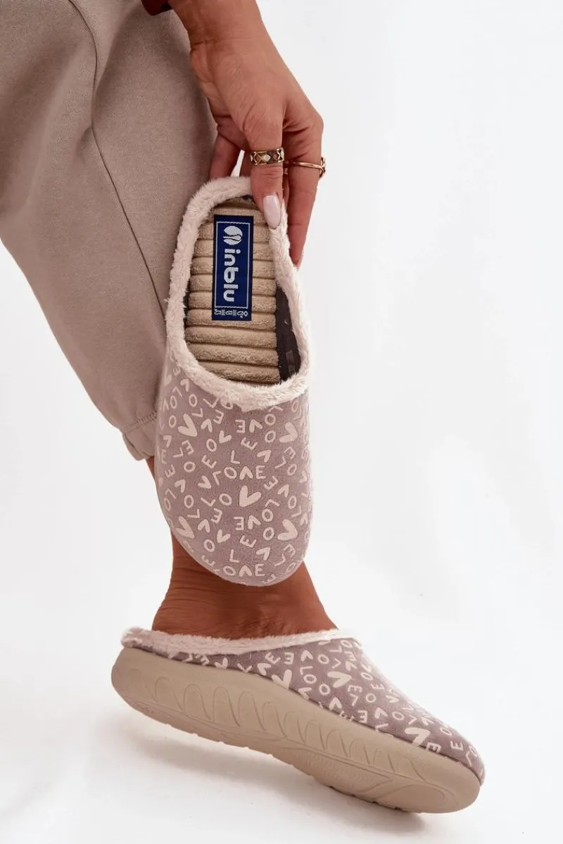 Kapcie Klasyczne|Klapki Damskie Klasyczne>INBLU Kapcie Damskie Love ET000032 Beżowe Beżowy