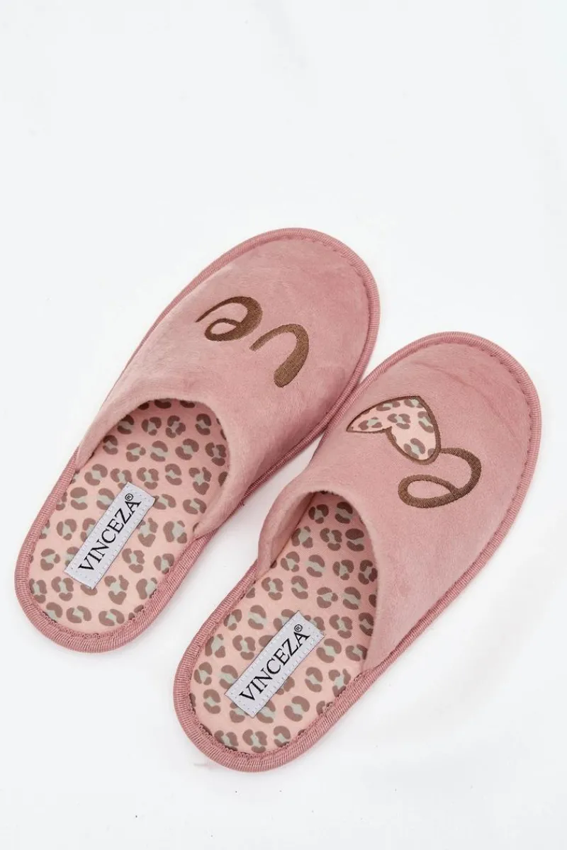 Kapcie Klasyczne|Klapki Damskie Klasyczne>Buty damskie Vinceza Kapcie Damskie LOVE Vinceza 19960 Różowe