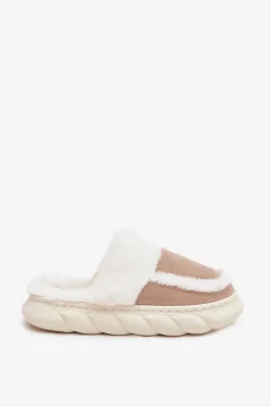 Sale Buty damskie Vinceza Kapcie Damskie Na Grubej Podeszwie Z Futerkiem Vinceza 19952 Beżowe