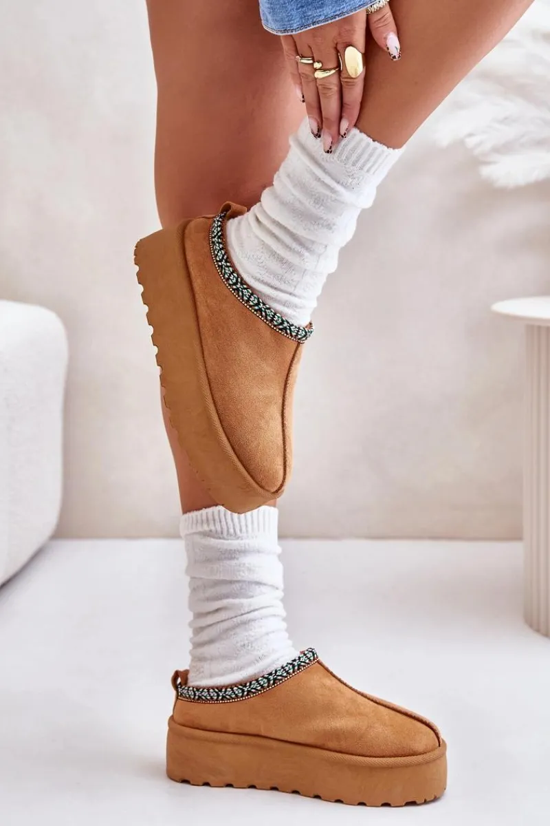 Clearance Kapcie Damskie Na Platformie Z Haftem Camel Neroma Damskie Śniegowce Damskie|Kapcie Klasyczne