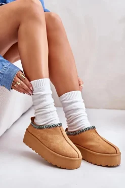 Clearance Kapcie Damskie Na Platformie Z Haftem Camel Neroma Damskie Śniegowce Damskie|Kapcie Klasyczne