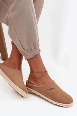 Best Kapcie Damskie Obuwie Domowe CS000045 Camel Damskie Kapcie Klasyczne|Klapki Damskie Klasyczne