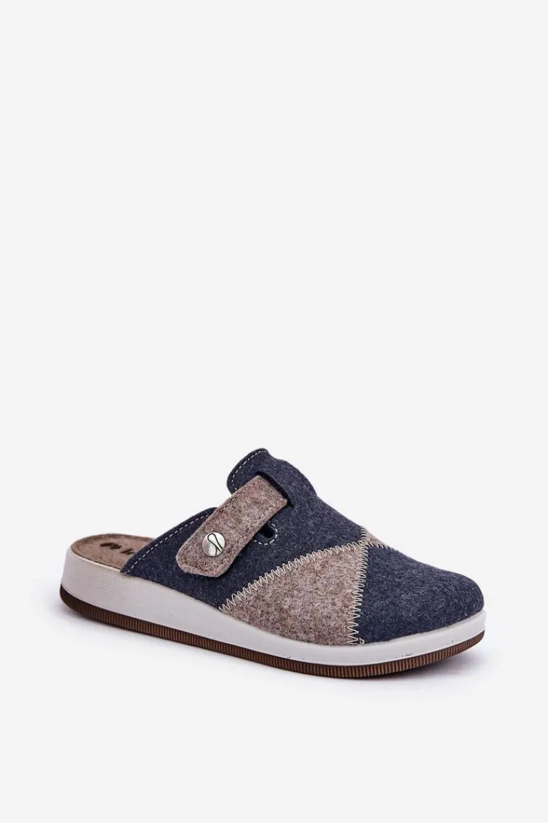 New INBLU Kapcie Damskie Profilaktyczne CT000032 Szaro-Granatowe