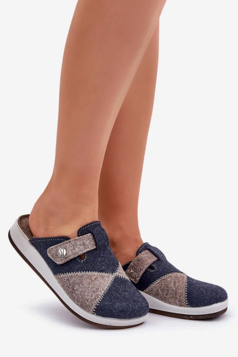 New INBLU Kapcie Damskie Profilaktyczne CT000032 Szaro-Granatowe