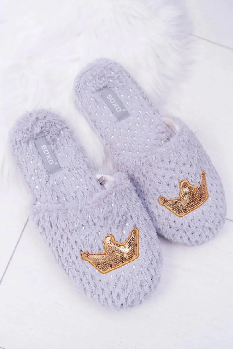 Sale Boto Kapcie Damskie SOXO Złota Korona Szare