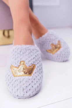 Sale Boto Kapcie Damskie SOXO Złota Korona Szare