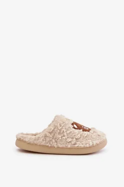 Outlet Boto Kapcie Damskie Z Futerkiem Typu Baranek I Misiem Beżowe Temiena