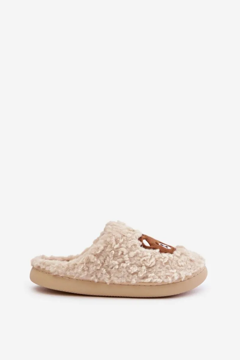 Outlet Boto Kapcie Damskie Z Futerkiem Typu Baranek I Misiem Beżowe Temiena