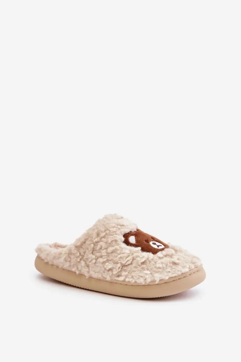 Outlet Boto Kapcie Damskie Z Futerkiem Typu Baranek I Misiem Beżowe Temiena