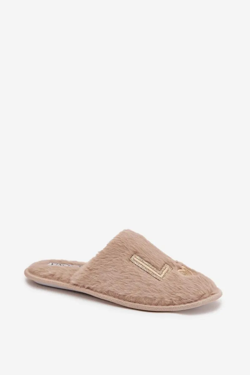 Kapcie Damskie Z Futerkiem LADY Vinceza 19958 Beżowe Damskie Kapcie Klasyczne|Klapki Z Futerkiem