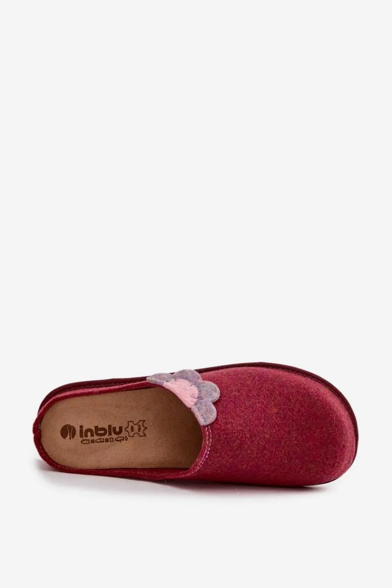 Hot Kapcie Damskie Z Kwiatkiem CS000043 Bordowe Damskie Kapcie Klasyczne|Klapki Damskie Klasyczne