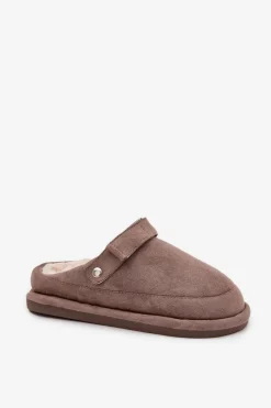 Sale Kapcie Damskie Z Paskiem Ocieplane Futerkiem Ciemnobeżowe Rilena Damskie Śniegowce Damskie|Kapcie Klasyczne