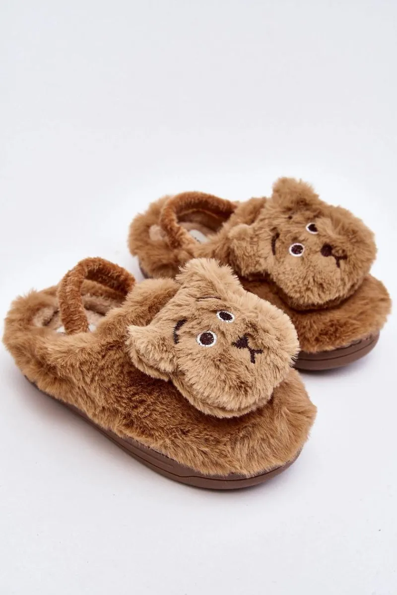 Sale Boto Kapcie Dziecięce Futrzane Z Misiem Brązowe Dicera
