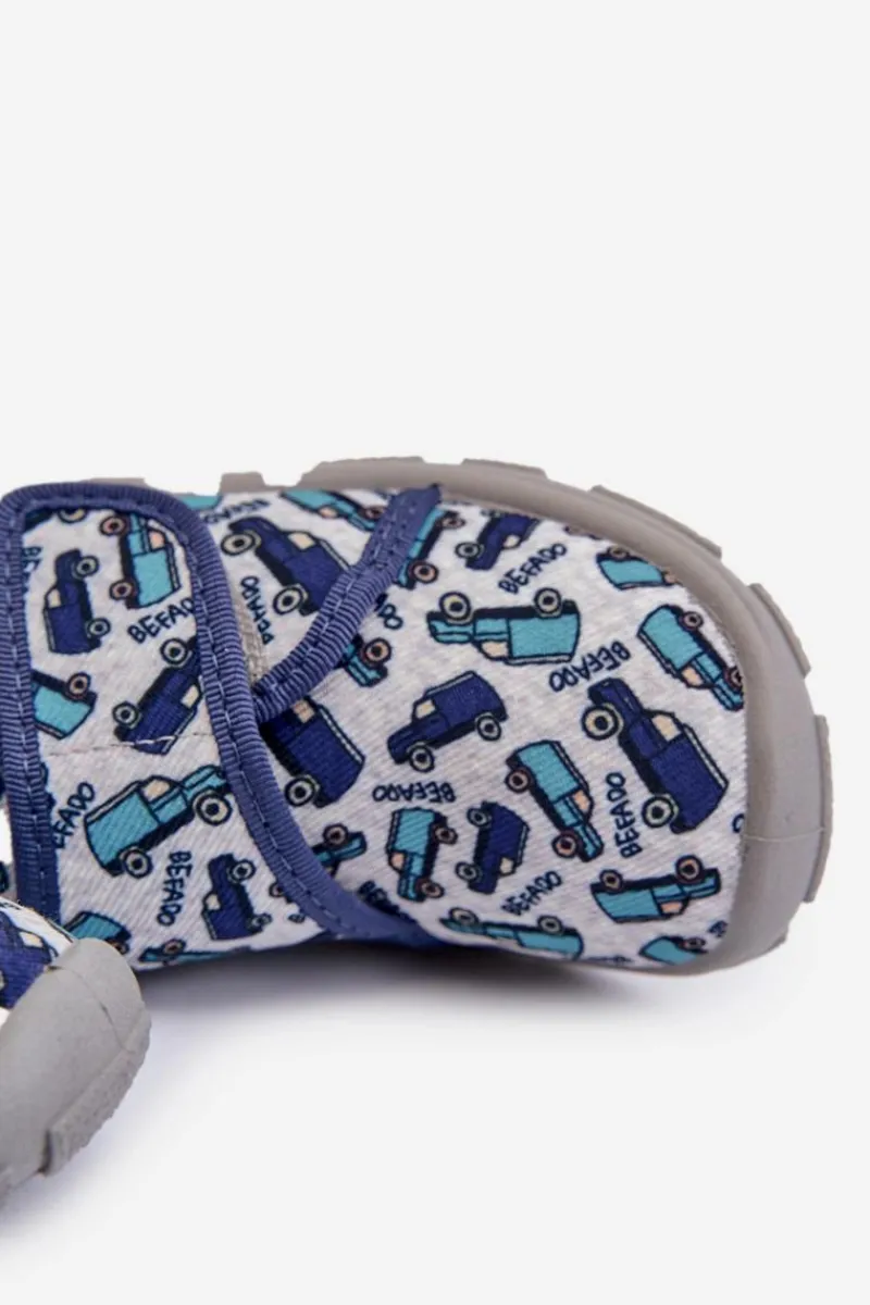 Chłopięce>BEFADO Kapcie Dziecięce Na Rzep 974X529 Szaro-Granatowe