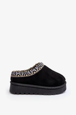 Chłopięce|Dziewczęce></noscript>Boto Kapcie Dziecięce Wsuwane Ocieplane Czarne Olivane Czarny