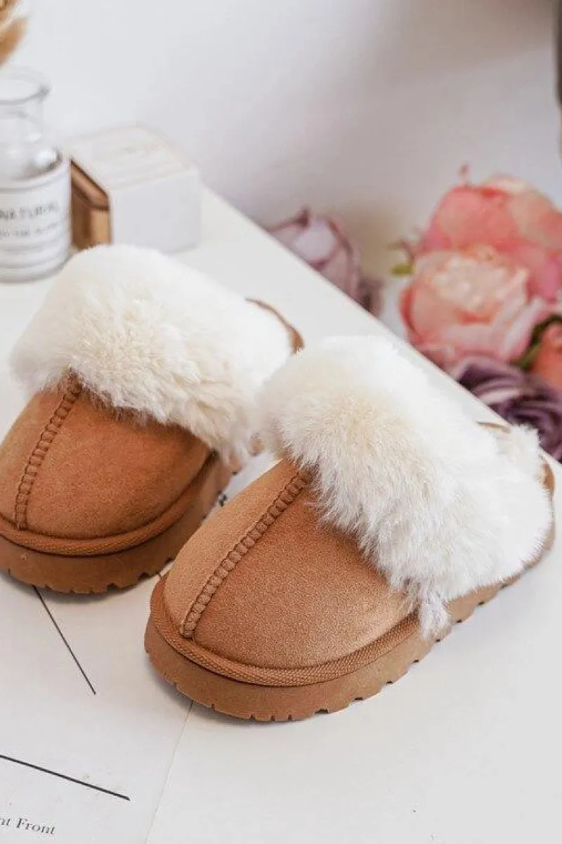 Kapcie Dziecięce Z Futerkiem Camel Birasta Dzieci Dziewczęce|Back To School