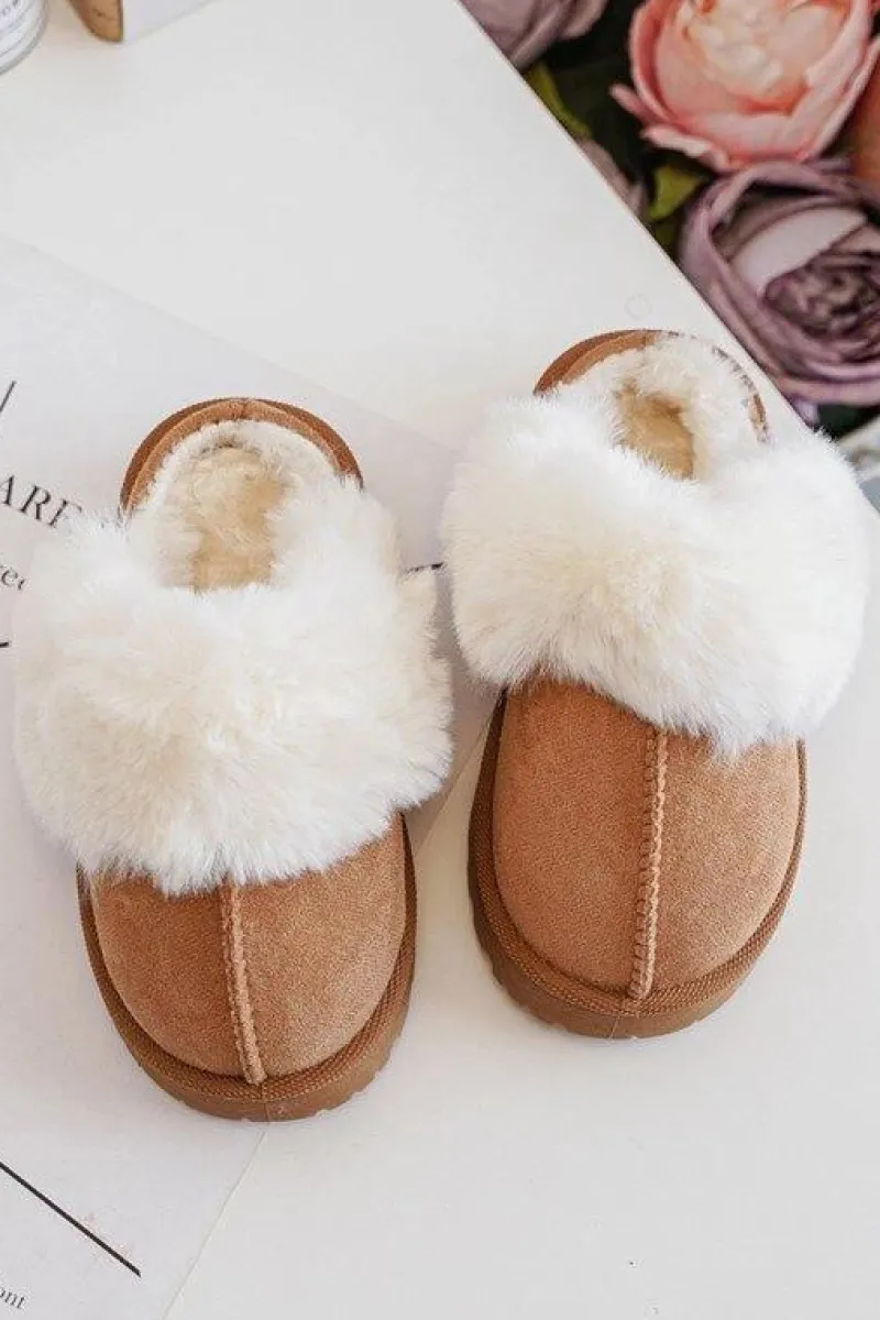 Kapcie Dziecięce Z Futerkiem Camel Birasta Dzieci Dziewczęce|Back To School