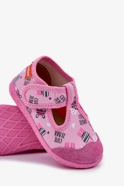 Best Milami Kapcie Dziecięce Na Rzep W Zebry Różowe Jasimrra Różowy