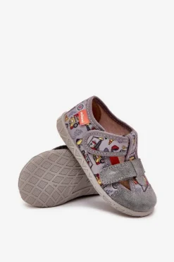 New Milami Kapcie Dziecięce Na Rzepy W Pojazdy Szare Reathiana Szary