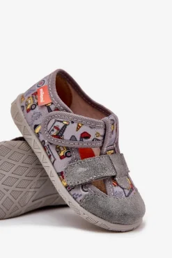 New Milami Kapcie Dziecięce Na Rzepy W Pojazdy Szare Reathiana Szary