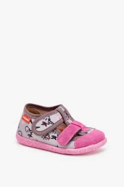 Dziewczęce|Back To School>Milami Kapcie Dziecięce Na Rzepy W Jednorożce Szaro-Różowe Reathiana