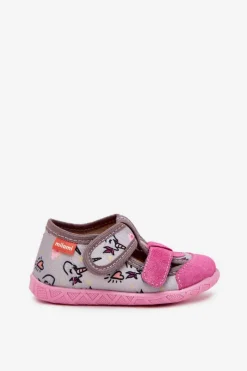 Dziewczęce|Back To School>Milami Kapcie Dziecięce Na Rzepy W Jednorożce Szaro-Różowe Reathiana