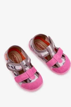 Dziewczęce|Back To School></noscript>Milami Kapcie Dziecięce Na Rzepy W Jednorożce Szaro-Różowe Reathiana