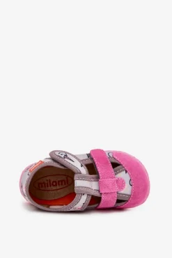 Dziewczęce|Back To School></noscript>Milami Kapcie Dziecięce Na Rzepy W Jednorożce Szaro-Różowe Reathiana