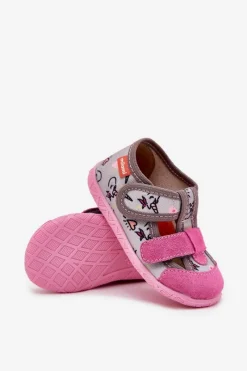 Dziewczęce|Back To School></noscript>Milami Kapcie Dziecięce Na Rzepy W Jednorożce Szaro-Różowe Reathiana