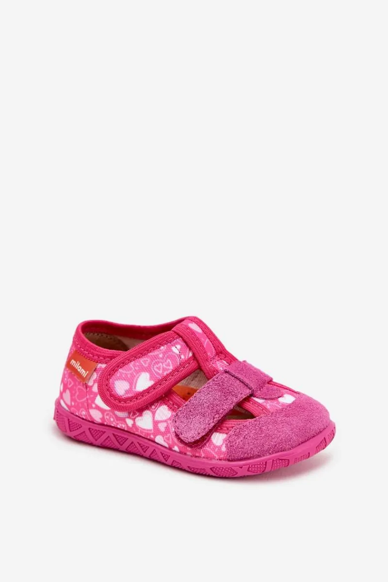 Dziewczęce|Back To School>Milami Kapcie Dziecięce Na Rzepy W Serduszka Różowe Reathiana Różowy