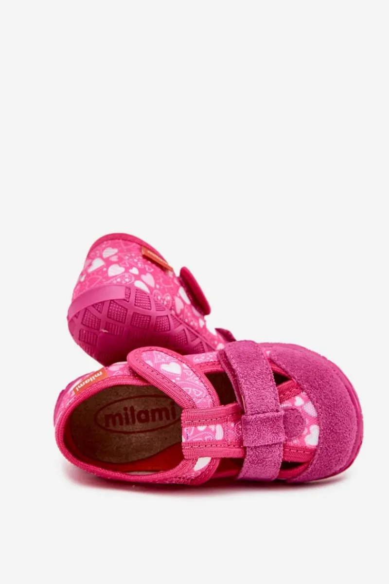 Dziewczęce|Back To School>Milami Kapcie Dziecięce Na Rzepy W Serduszka Różowe Reathiana Różowy