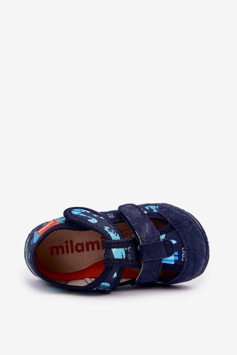 Dziewczęce|Back To School>Milami Kapcie Dziecięce Na Rzepy W Dinozaury Granatowe Reathiana Niebieski